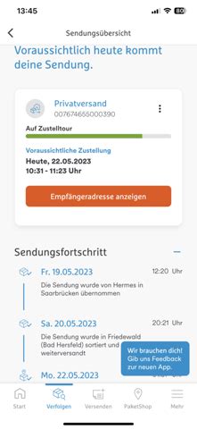 hermes kein datum bei voraussichtlicher zustellung|Hermes sendung status.